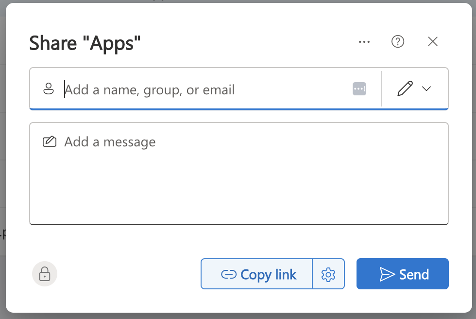 Window to add users for sharing 