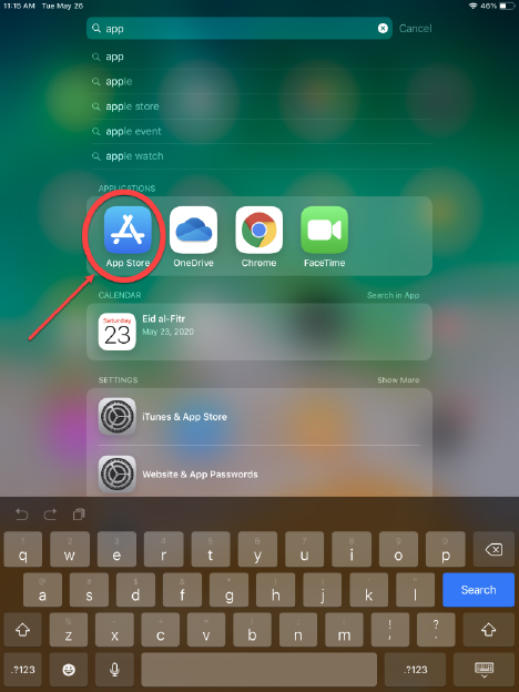 App Store icon circled