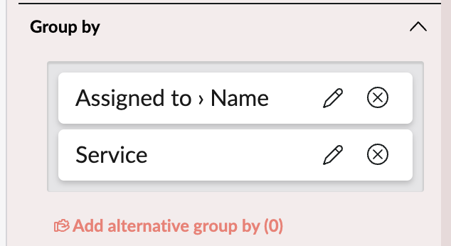 Screenshot of Group by options