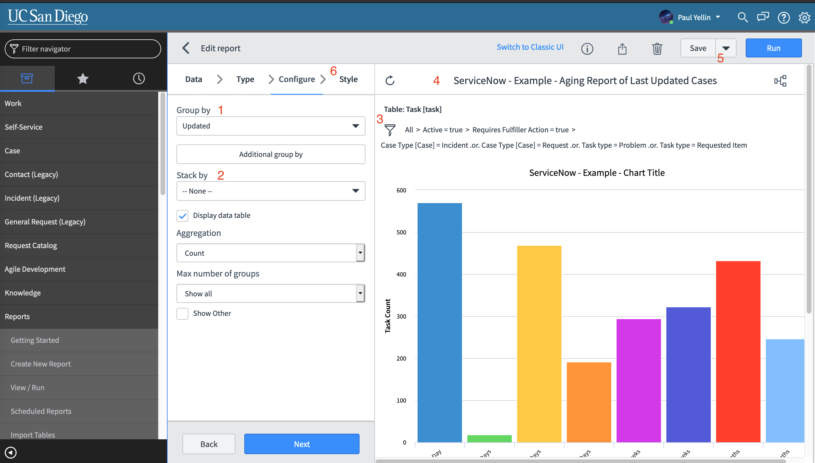 Screenshot: image showing steps to edit a report