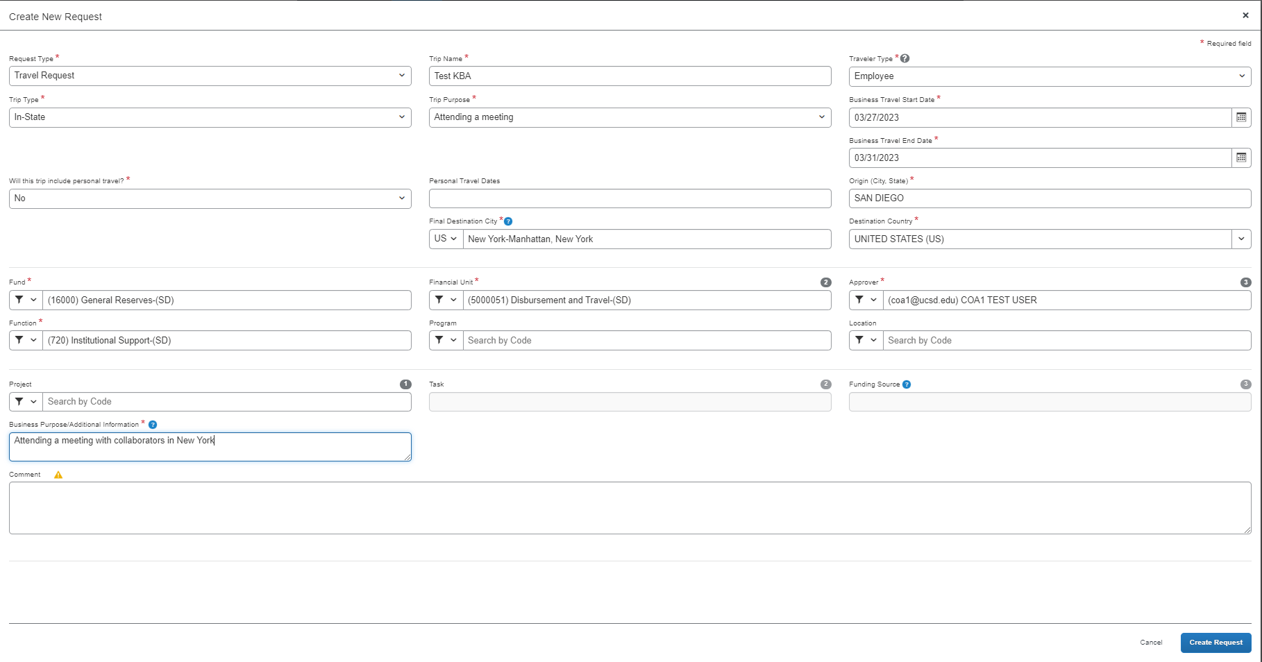 KB0032013 - How to Create a Travel Request in Concur - Information