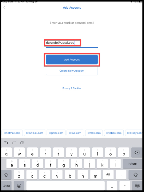 "Add Account" button