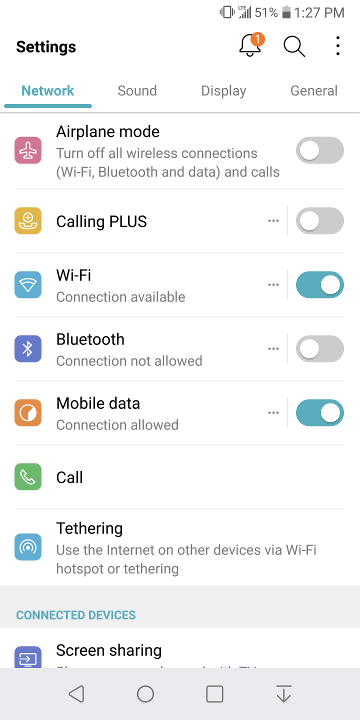 screenshot of settings menu screenshot of settings menu