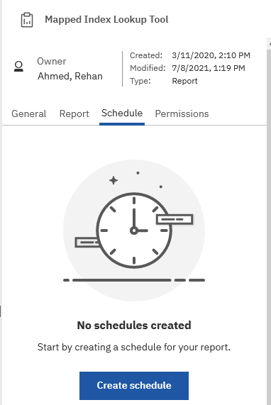 Screenshot: Create Schedule button