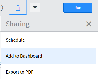 Once you click the share button, you'll see a dropdown with "Add to dashboard"