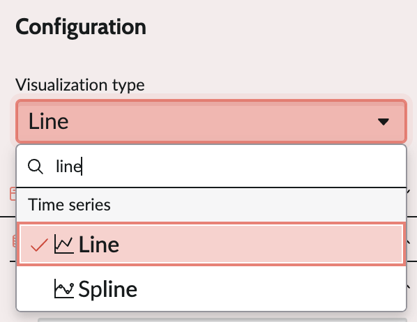 Screenshot of visualization type options in configuration window