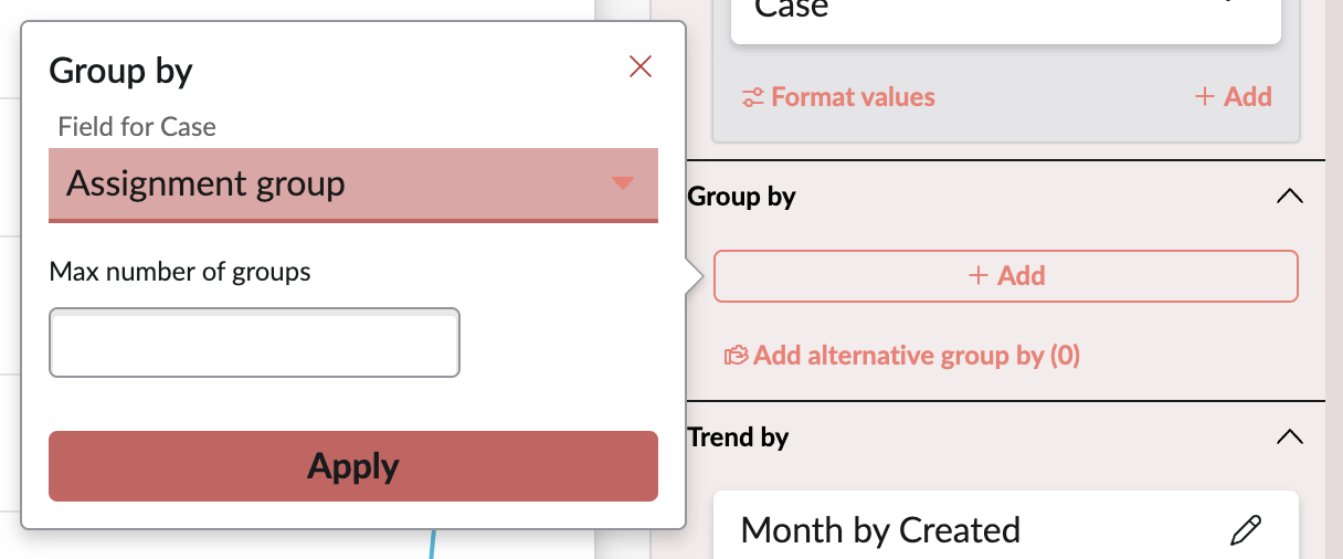 Screenshot of the "Group by" window
